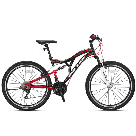 Mountainbike FXC 100 met 24 inch wielen, volledige vering en 21 versnellingen Mountainbike FXC 100 met 24 inch wielen, volledige vering en 21 versnellingen
